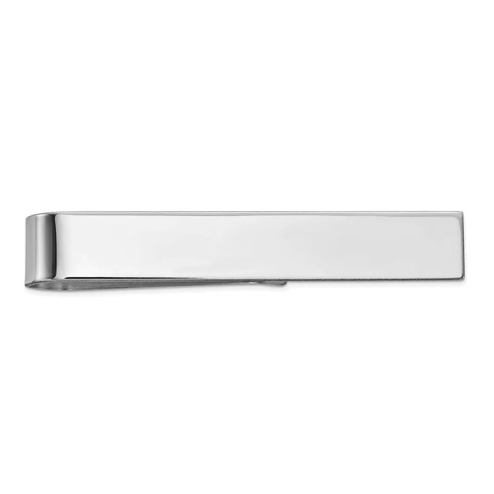 14K White Gold Polished Tie Bar, 50mm