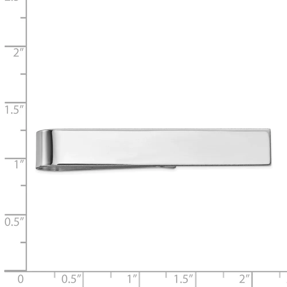 14K White Gold Polished Tie Bar, 50mm