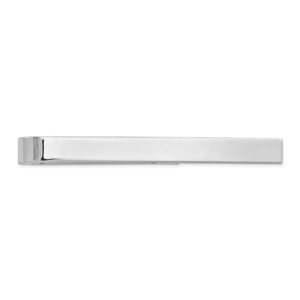 14K White Gold Polished Tie Bar, 50mm