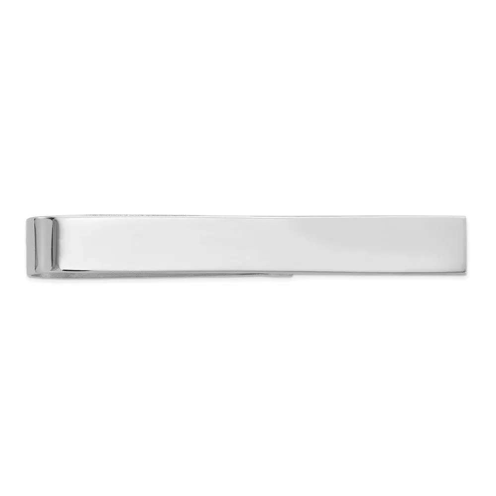 14K White Gold Polished Tie Bar, 50mm