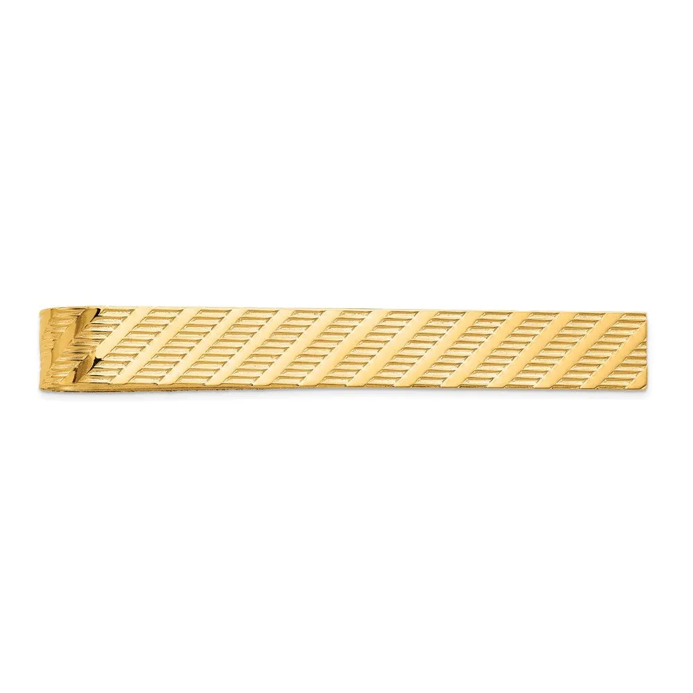 14K Yellow Gold Textured Tie Bar, 50mm