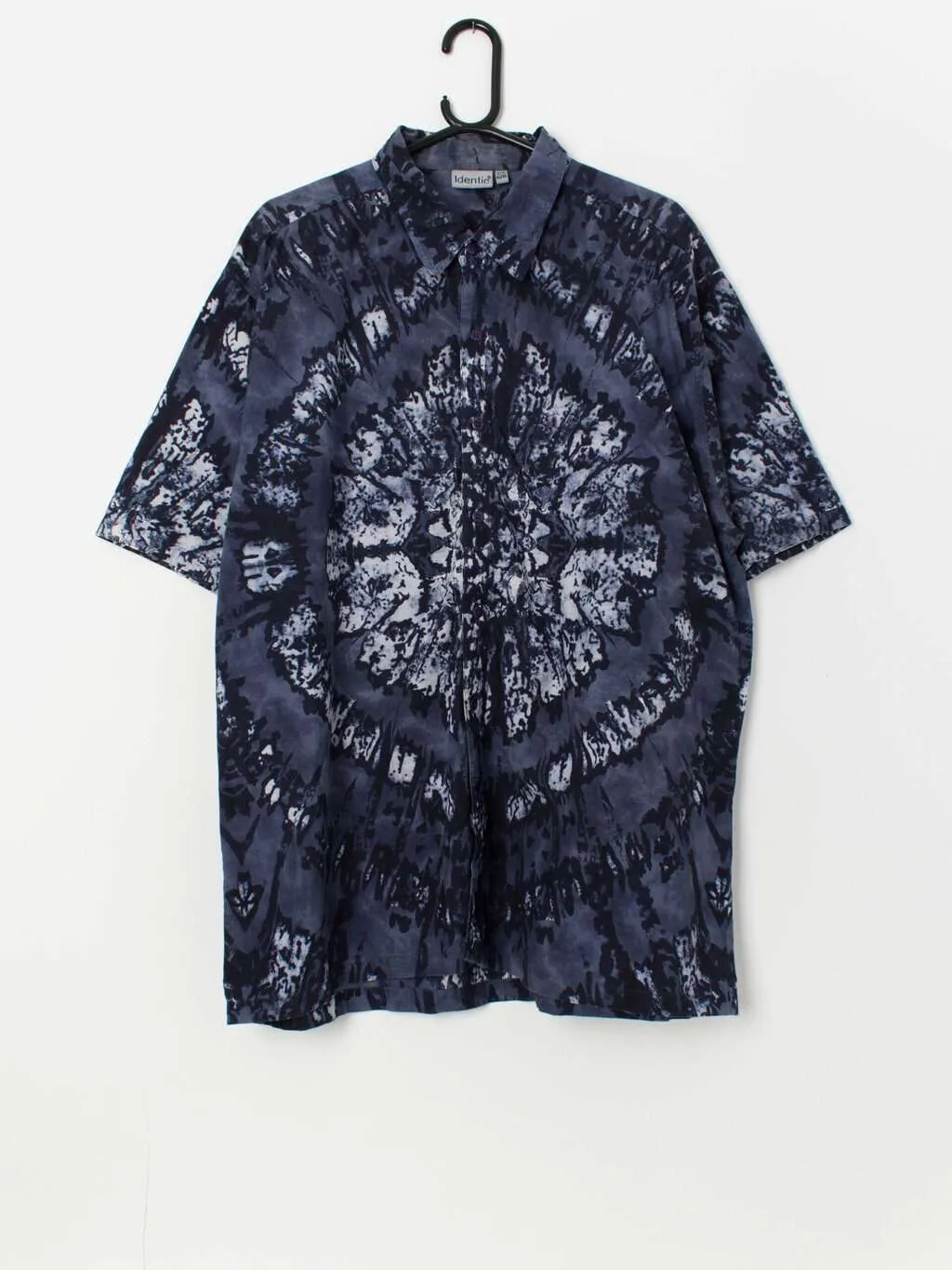 90s vintage tie dye shirt in navy blue – XL