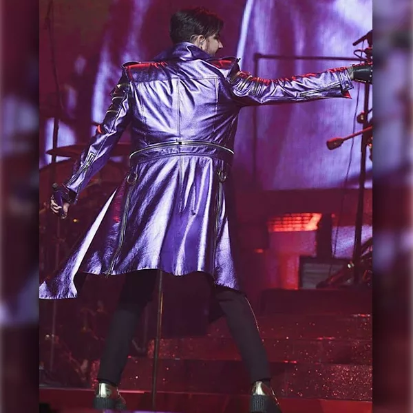 Adam Lambert Purple Jacket | Shiny Purple Leather Jacket