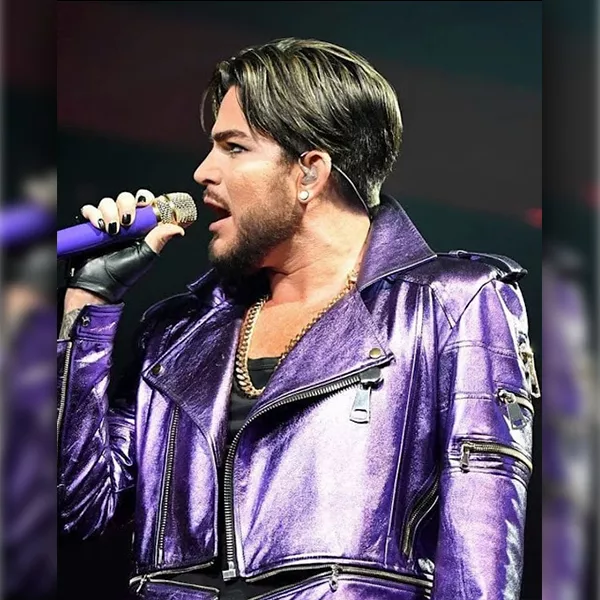 Adam Lambert Purple Jacket | Shiny Purple Leather Jacket