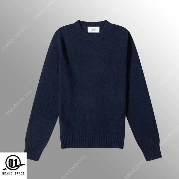 AMI PARIS  |Crew Neck Cashmere Long Sleeves Plain Logo Designers