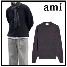 AMI PARIS  |Unisex Street Style Logo Designers Sweaters