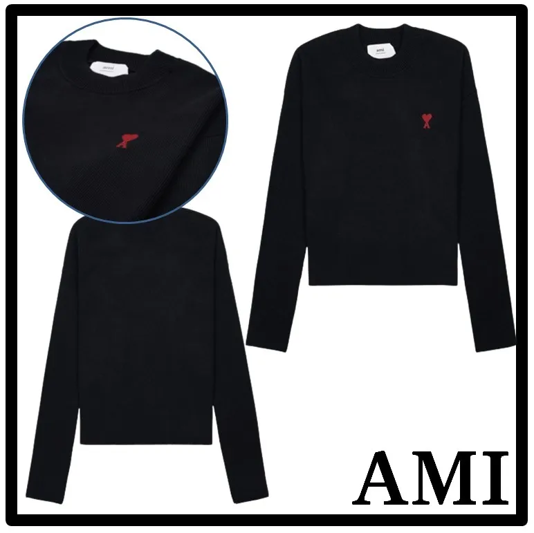 AMI PARIS  |Unisex Wool Street Style Cotton Logo Designers Sweaters