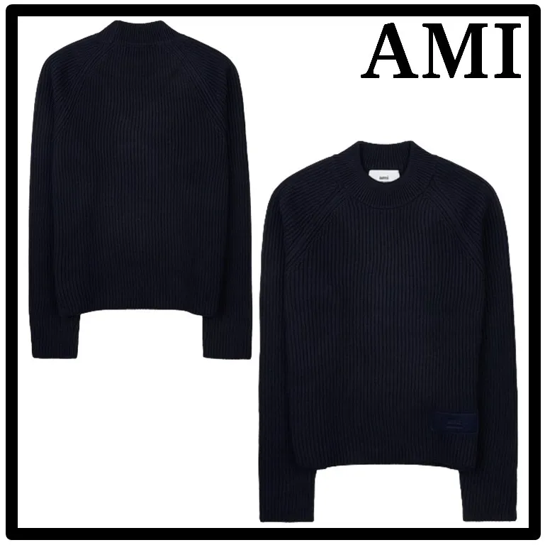 AMI PARIS  |Wool Sweat Street Style Logo Designers Sweaters