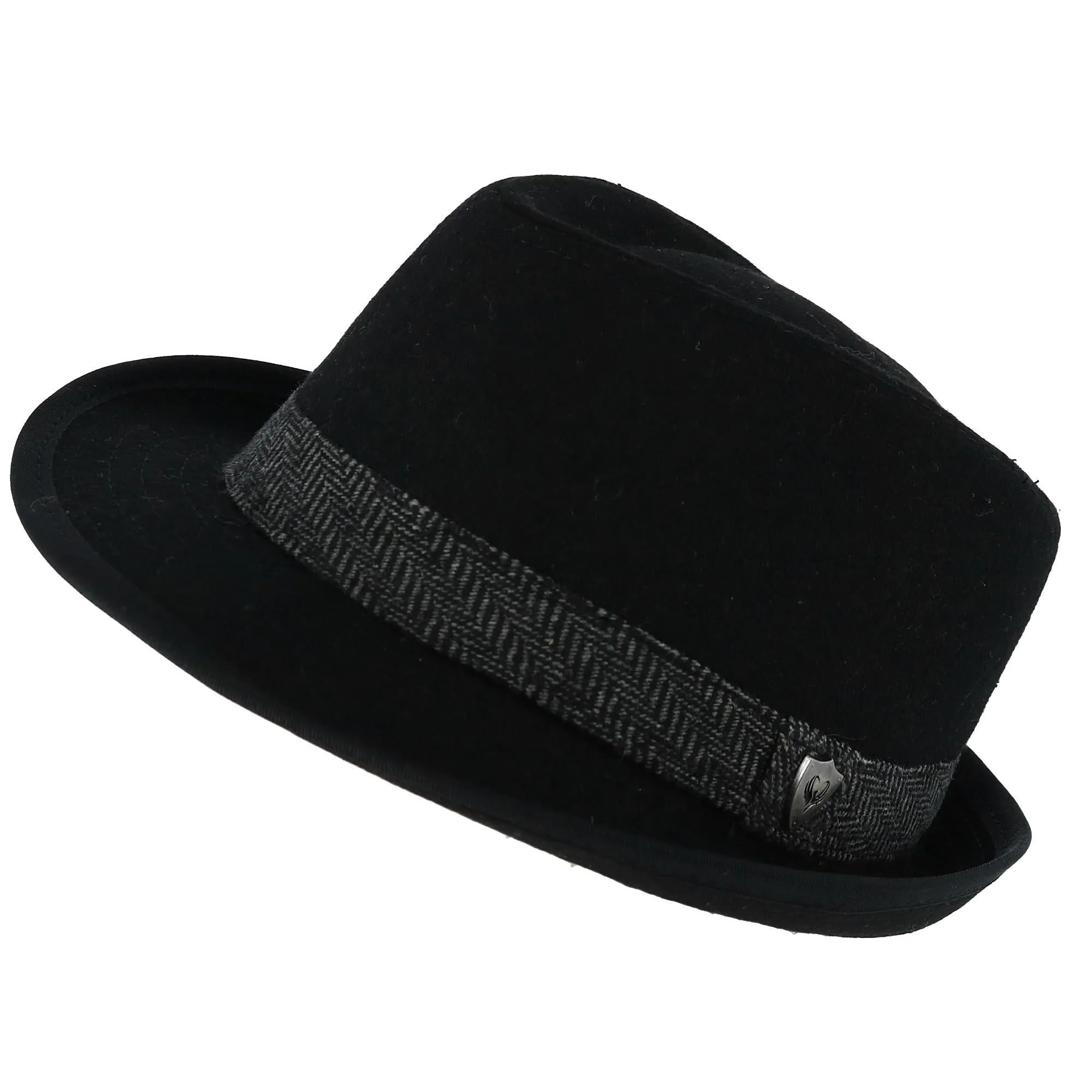 Ascentix Men's Wool Blend All Season Fedora Hat with Herringbone Band