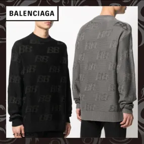 BALENCIAGA  |Crew Neck Monogram Wool Long Sleeves Luxury