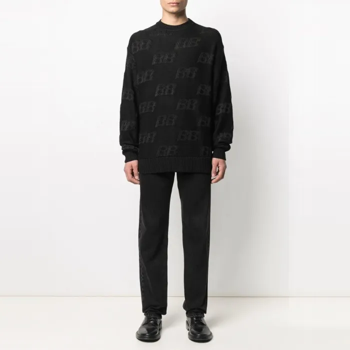 BALENCIAGA  |Crew Neck Monogram Wool Long Sleeves Luxury