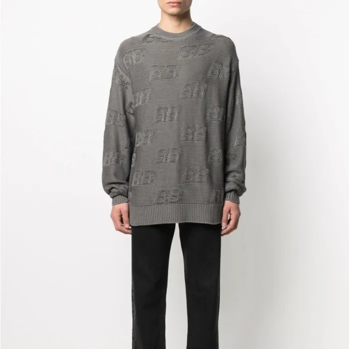 BALENCIAGA  |Crew Neck Monogram Wool Long Sleeves Luxury