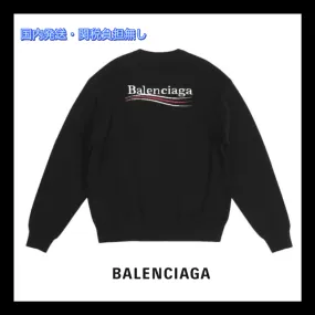 BALENCIAGA  |Unisex U-Neck Plain Cotton Logo Luxury Sweaters