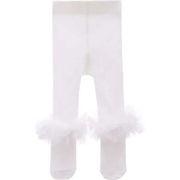 BANBLU Ankle Ruffle Tights, White