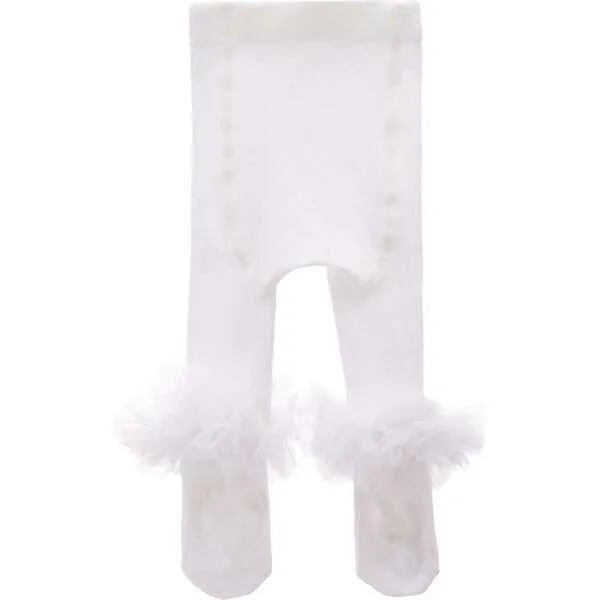 BANBLU Ankle Ruffle Tights, White