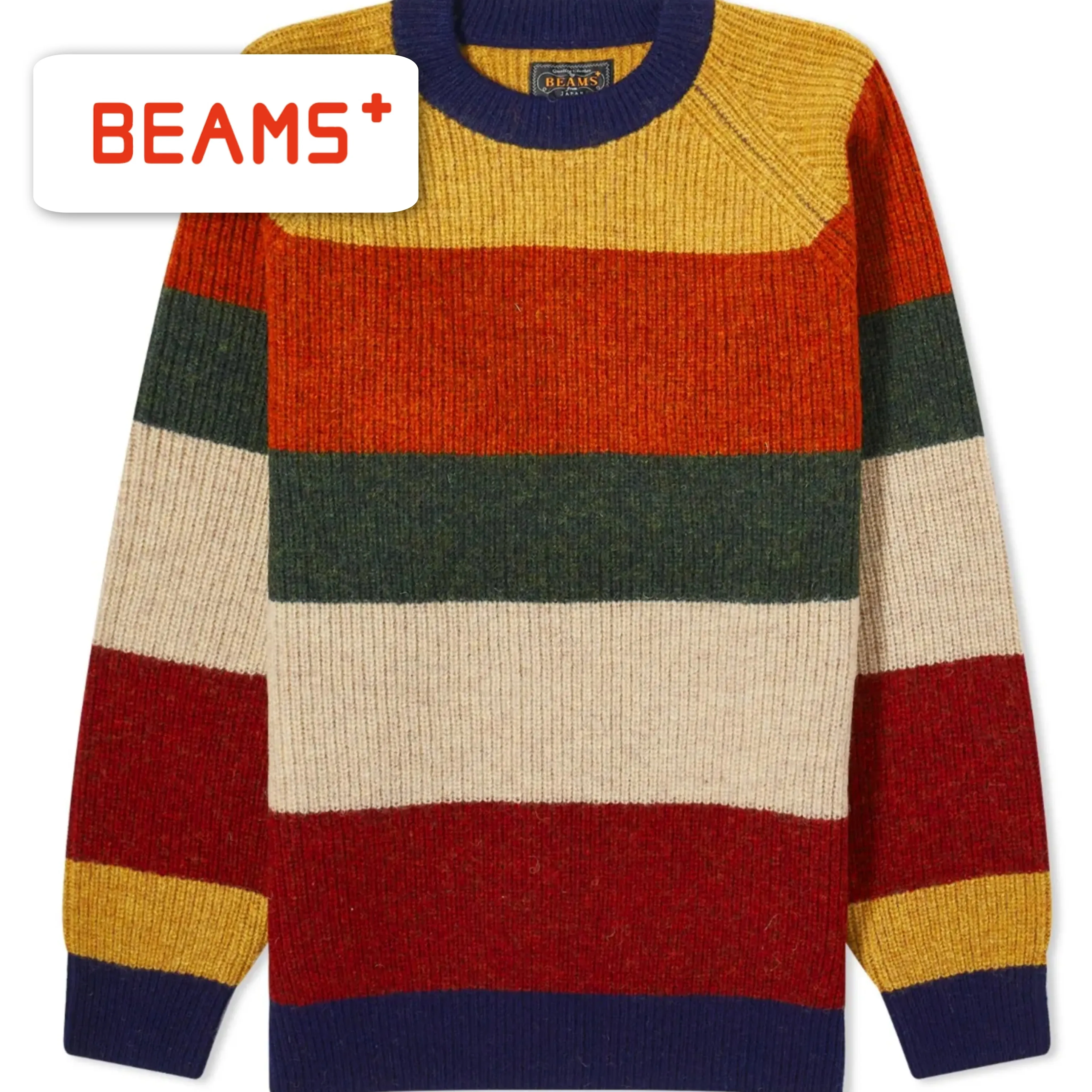 BEAMS  |Stripes Unisex Street Style Logo Sweaters