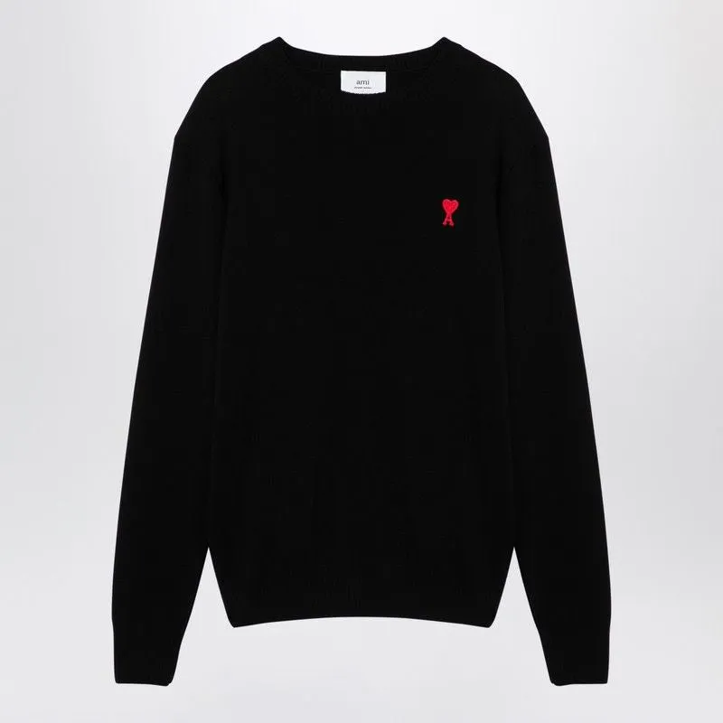 BLACK AMI DE COEUR WOOL REGULAR JUMPER