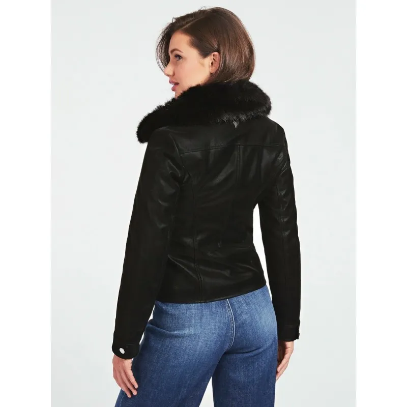 Black biker jacket GUESS- GUESS CANTARA biker jacket