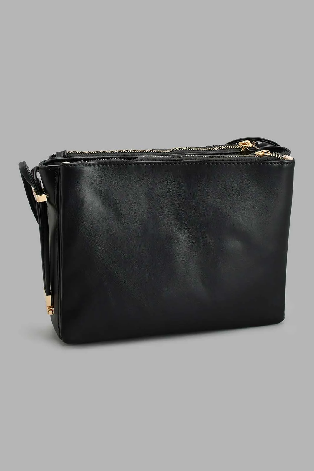 Black Pleated Cross Body Bag