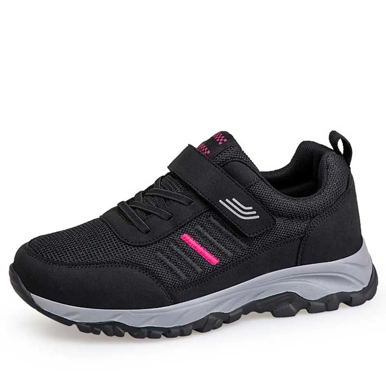 Black stripe velcro lace accents shoe sneaker