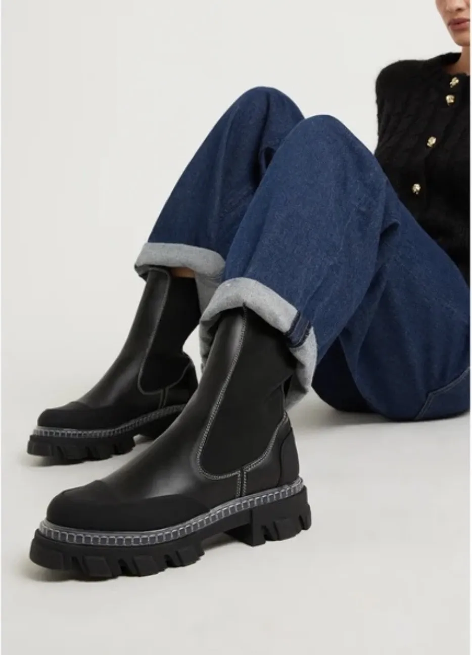 Cleated Mid Chelsea Boots