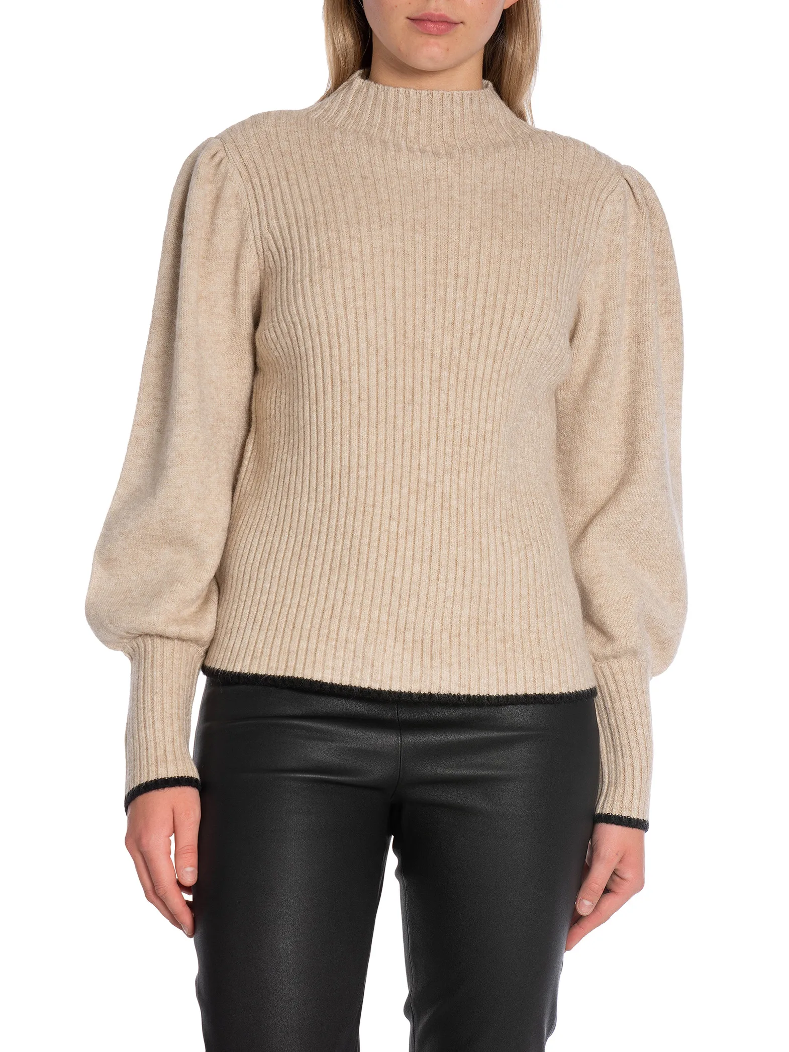 CO'COUTURE TOP ROW PUFF RIB KNIT OFF WHITE