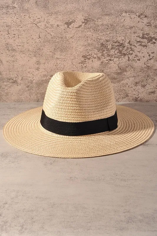 Color Banded Fedora Hat in Black