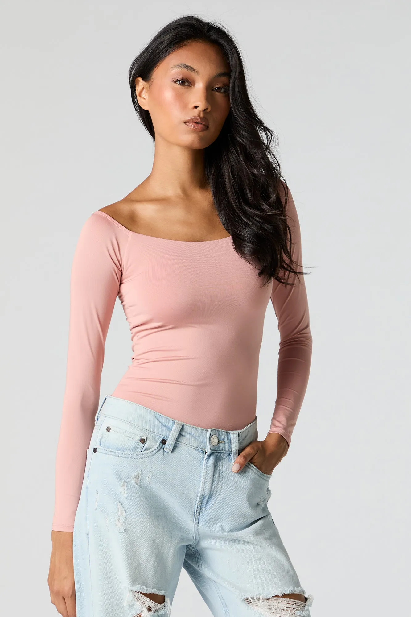 Contour Scoop Neck Long Sleeve Bodysuit