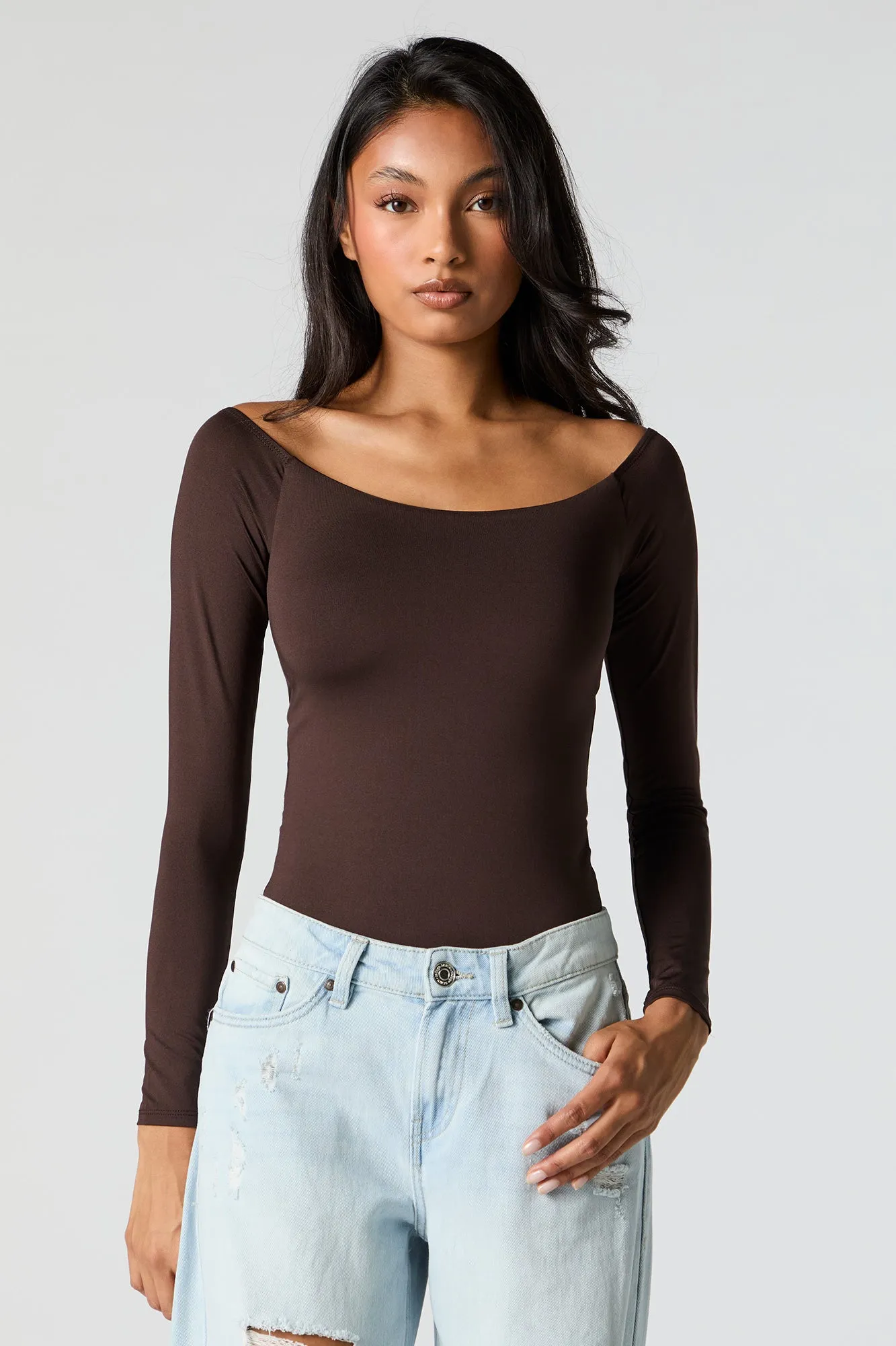 Contour Scoop Neck Long Sleeve Bodysuit