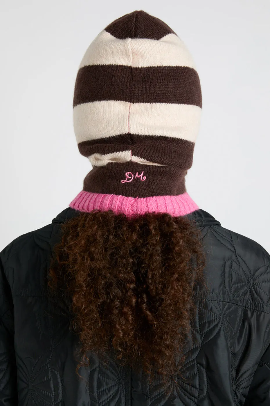 Cream & Chocolate Hood With Pink Tie