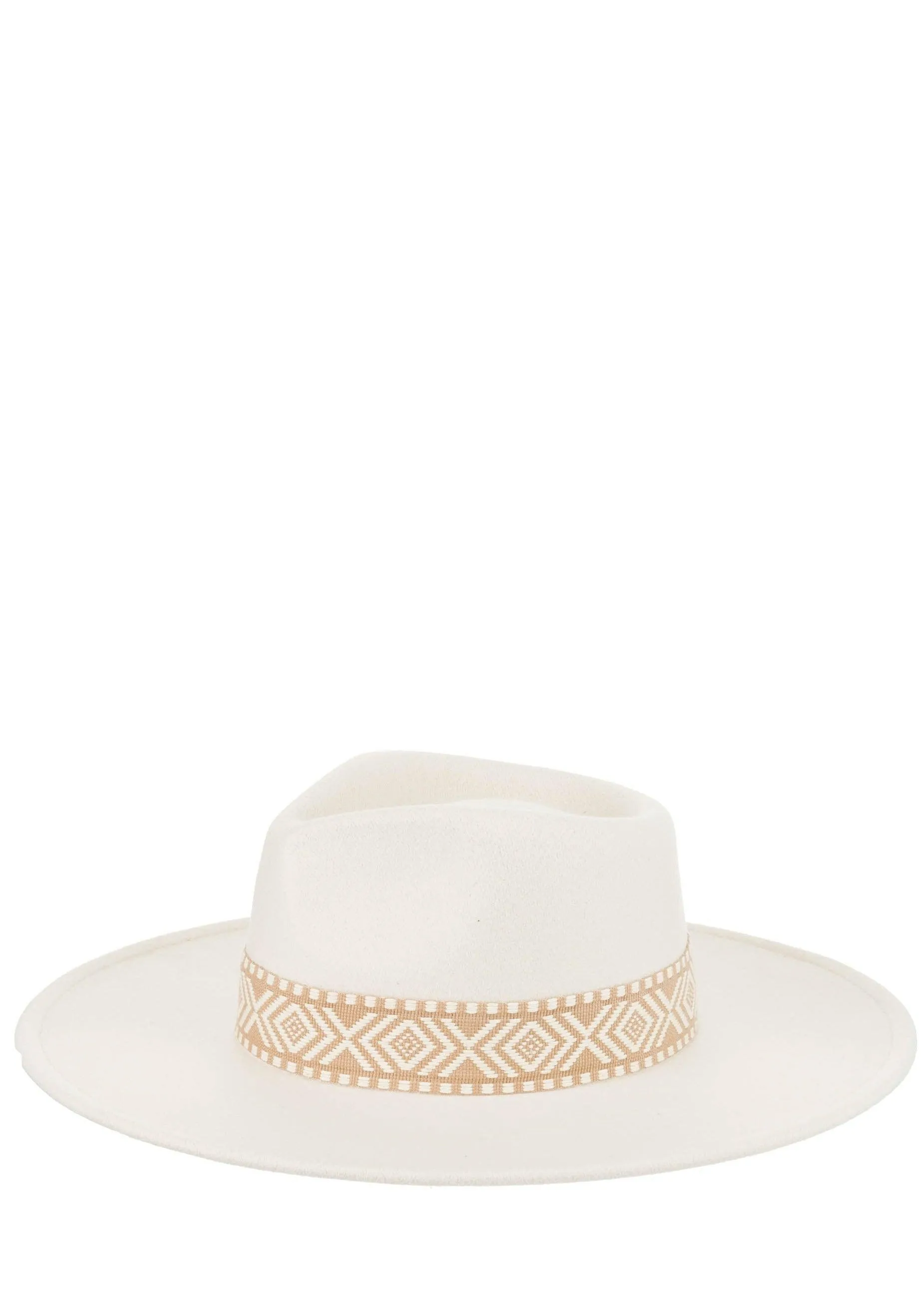 Cream Fedora with Aztec trim