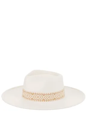 Cream Fedora with Aztec trim