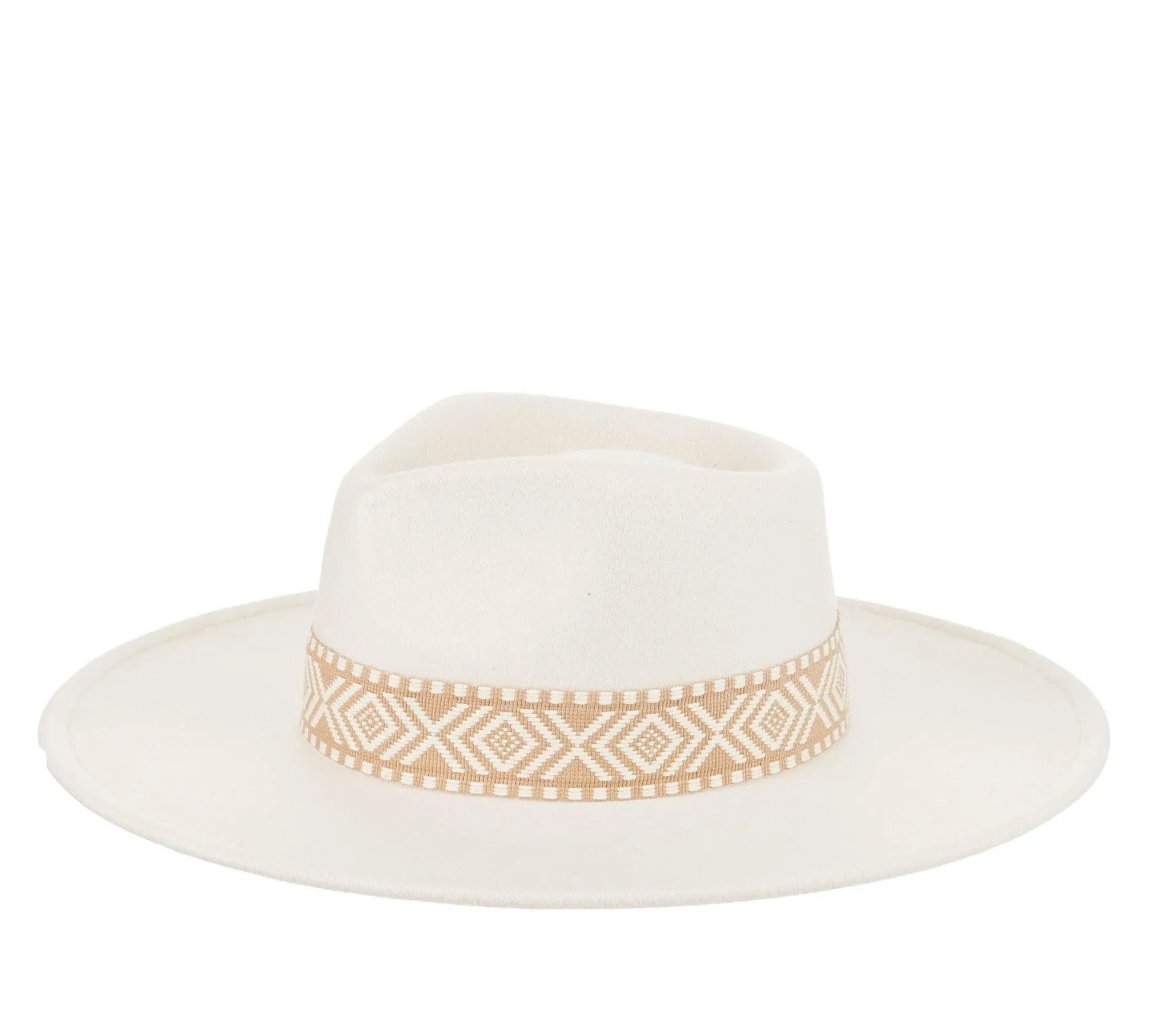 Cream Fedora with Aztec trim