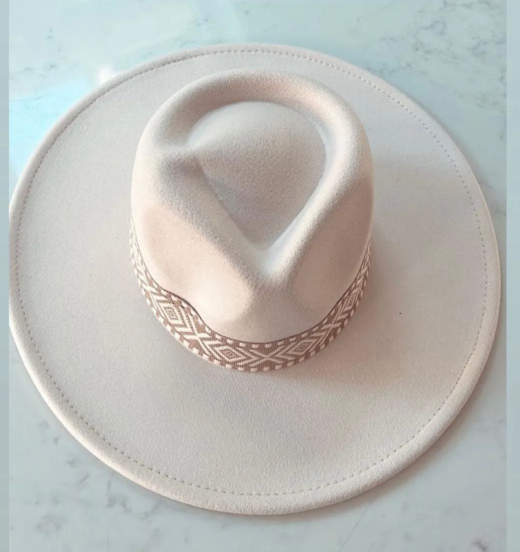 Cream Fedora with Aztec trim