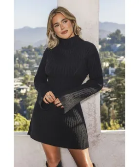 Cupshe x JoJo Midnight Mockneck Mini Sweater Dress