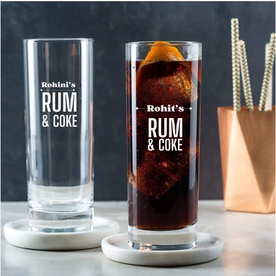 Custom Alcohol Glasses with Engraving Personalized Glassware - Rum & Coke