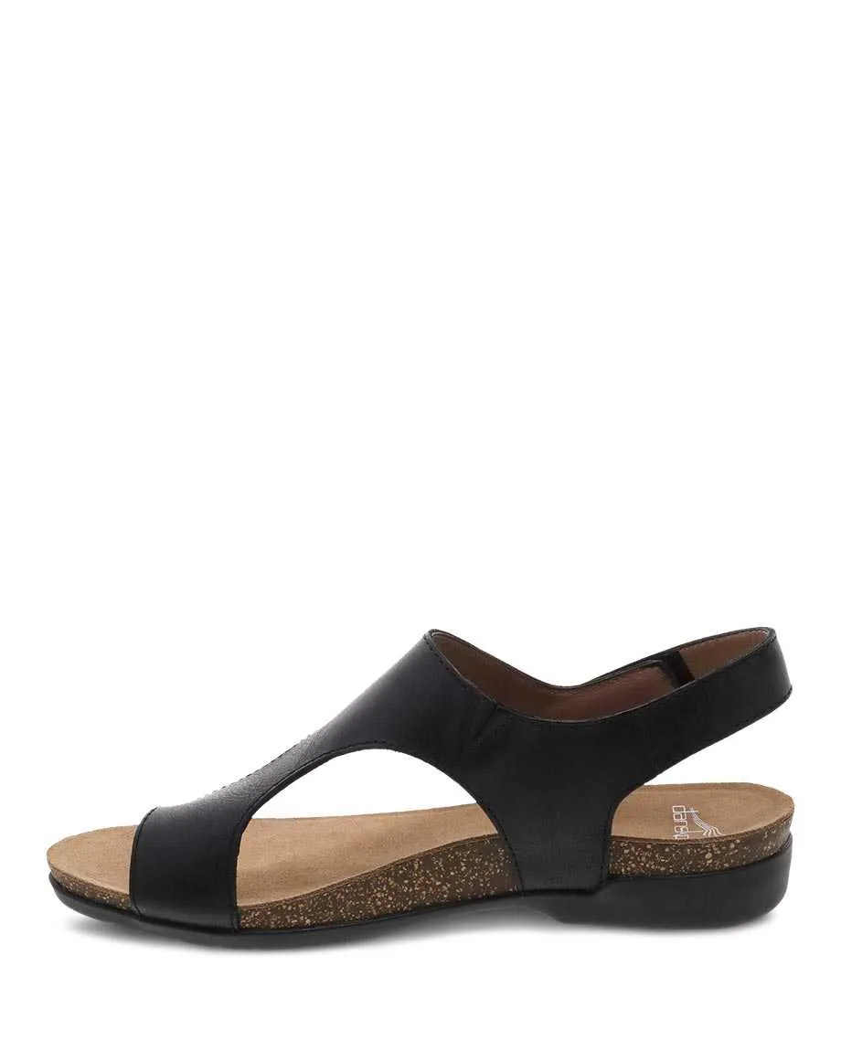 Dansko Womens Reece Sandal- Black Burnished