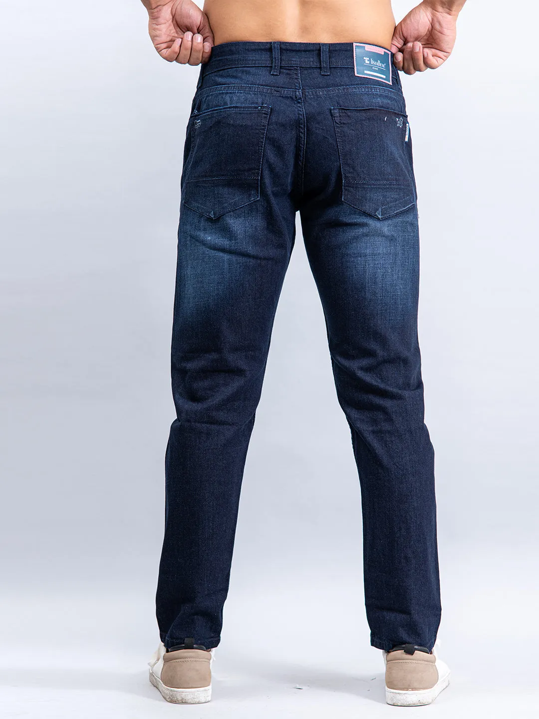 Dark Navy Blue Denim Ankle Length Stretchable Men's Jeans