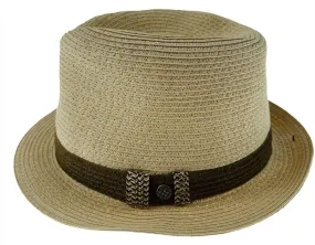 Dents Mens Straw Hat Toyo Trilby Fedora Summer Sun Stingy Brim  - Natural/Brown