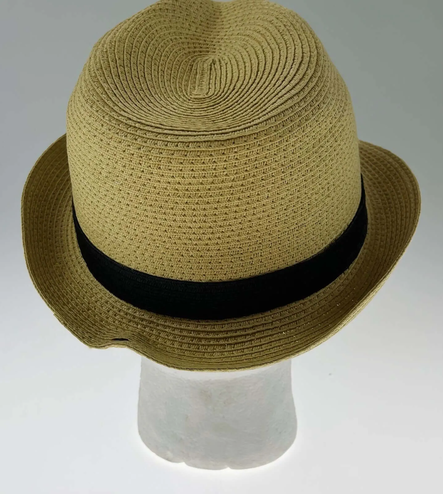 Dents Toyo Straw Trilby Fedora Hat Summer Fedora Small Brim - Natural/Black