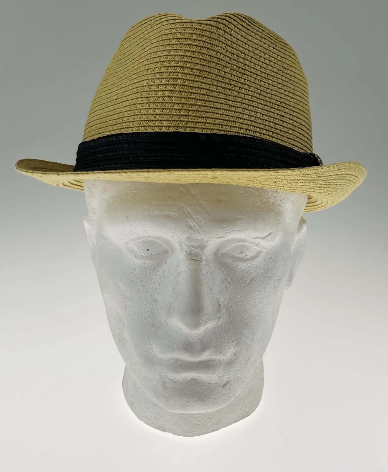 Dents Toyo Straw Trilby Fedora Hat Summer Fedora Small Brim - Natural/Black