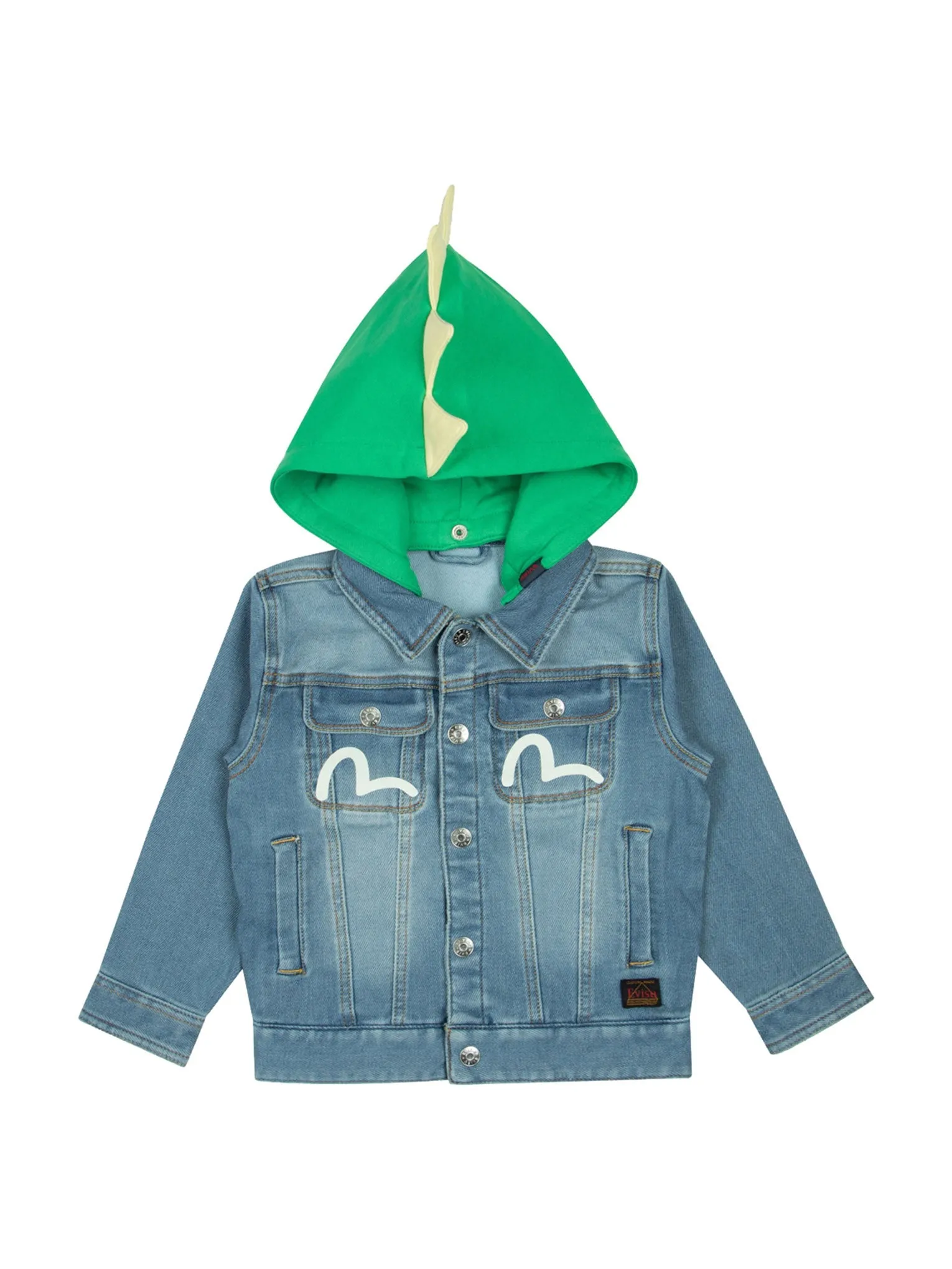 Dinosaur Detachable Hood Regular Fit Daicock Print Denim Jacket