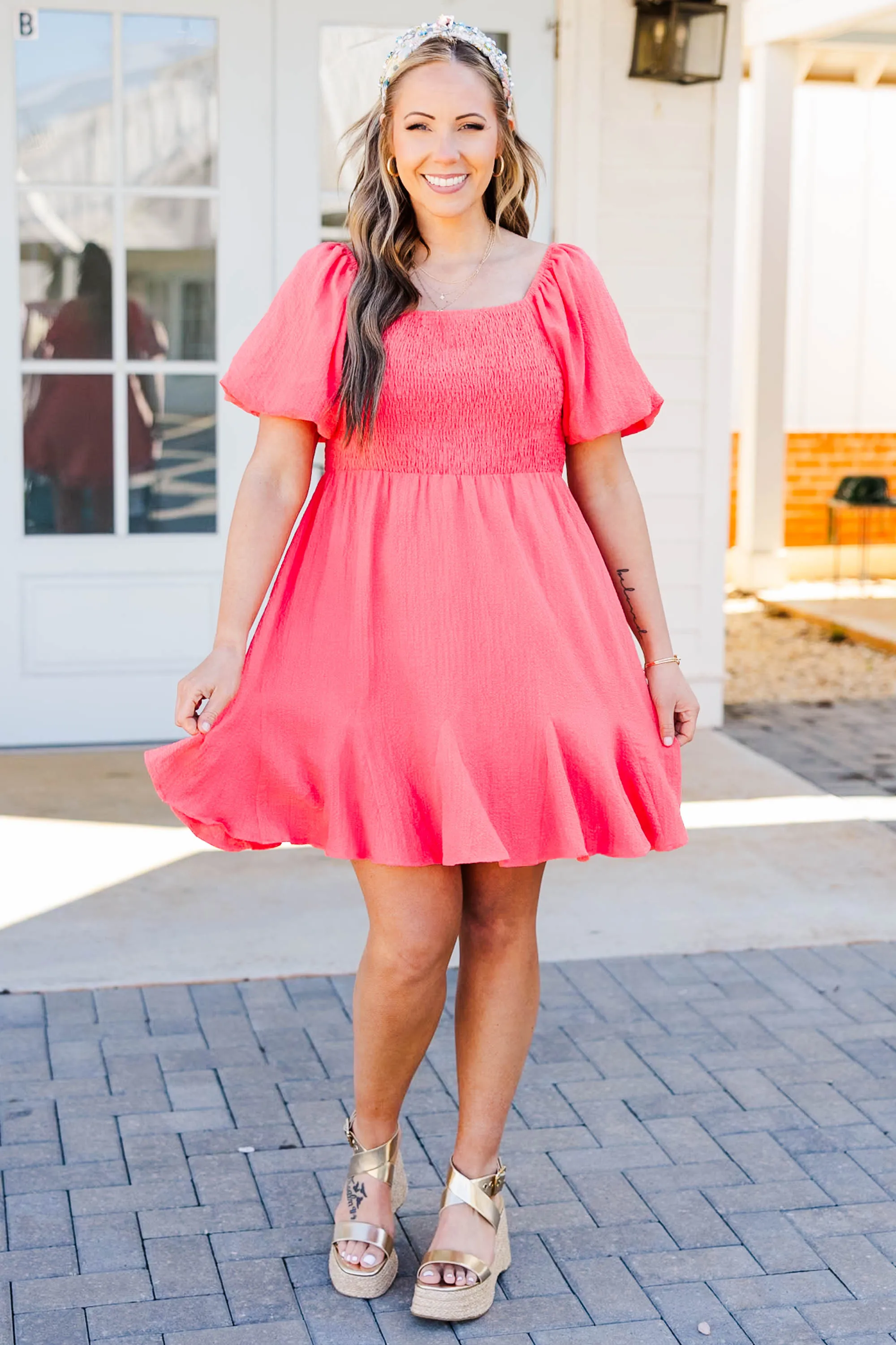 Dressing Up Dress, Hot Coral