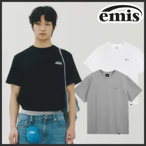 EMIS  |Unisex Street Style Plain Oversized Logo T-Shirts