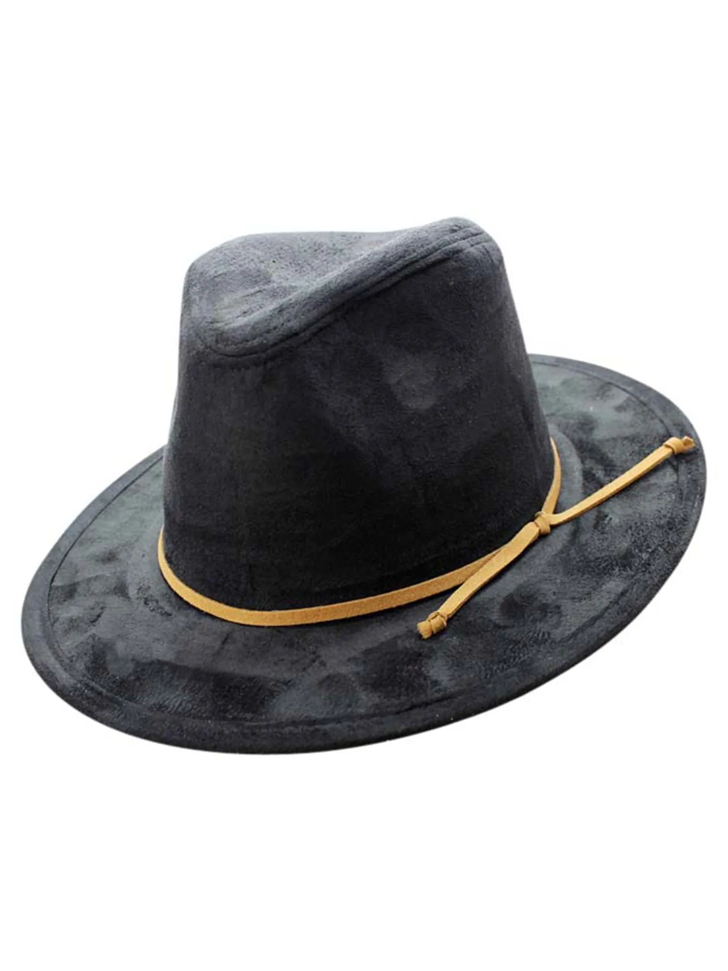 Faux Suede Pinch Top Panama Style Fedora Hat