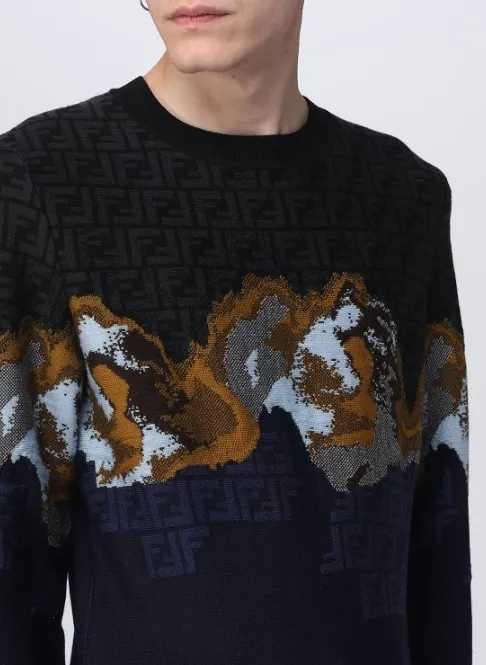 FENDI  |Monogram Wool Street Style Logo Luxury Sweaters