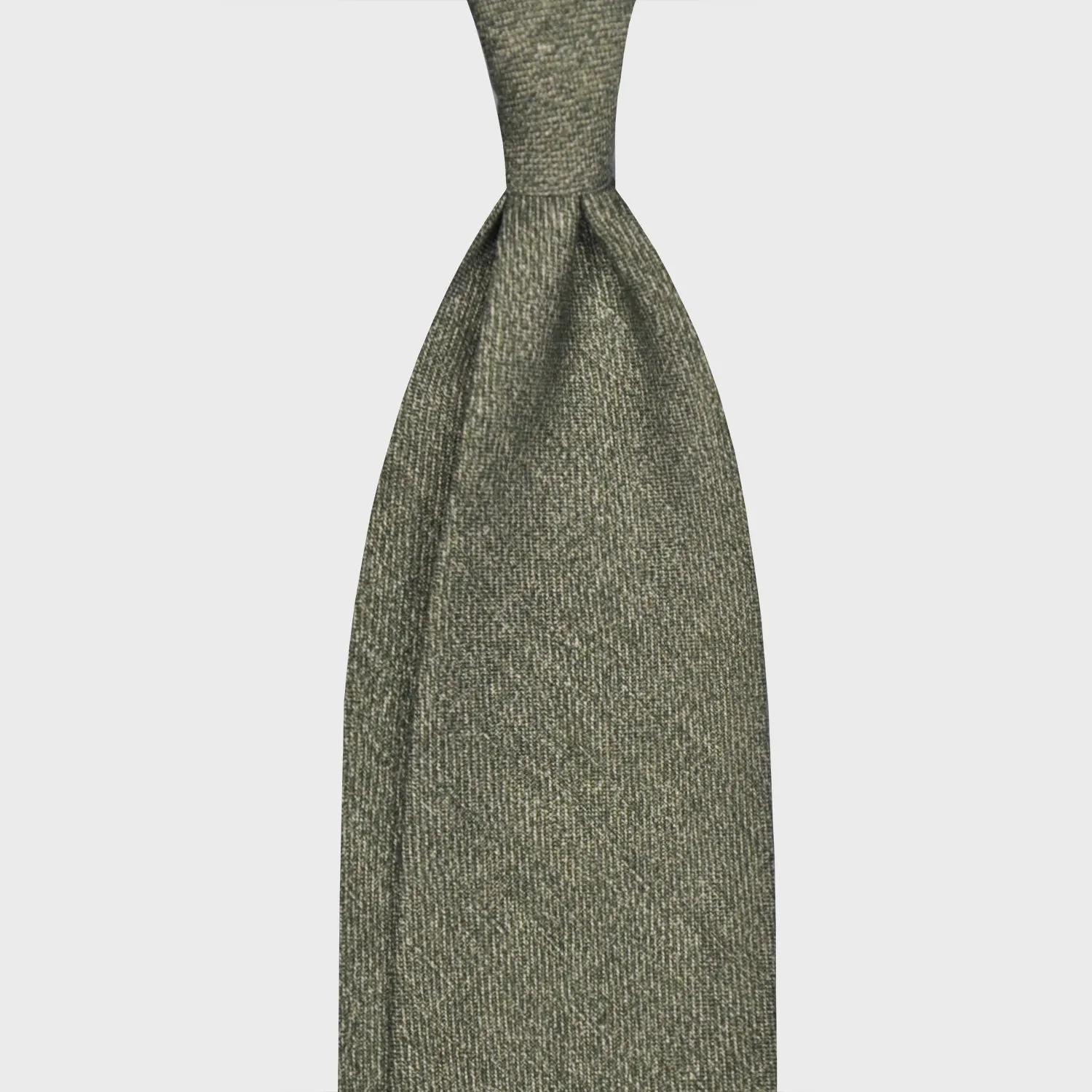 F.Marino Flamed Wool Tie Drapes 3 Folds Green