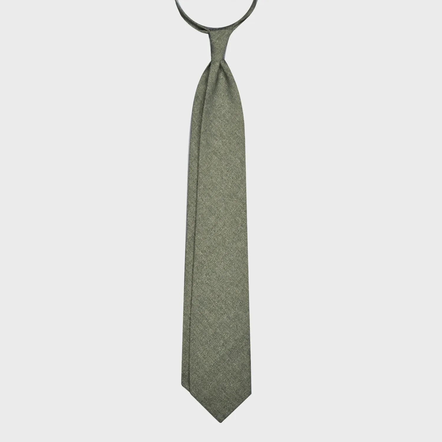 F.Marino Flamed Wool Tie Drapes 3 Folds Green