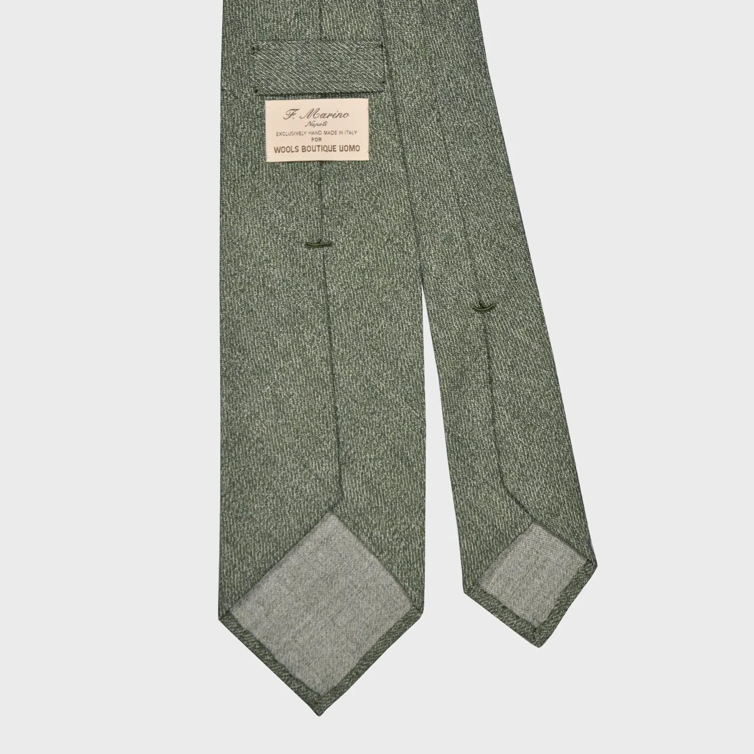 F.Marino Flamed Wool Tie Drapes 3 Folds Green