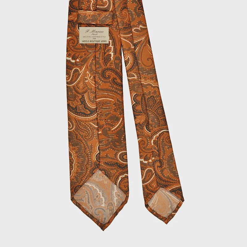 F.Marino Handmade Silk Tie 3-Fold Liberty | Rust